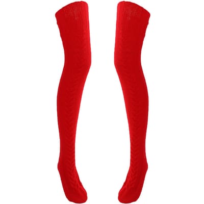 1 Paar Winter Over de Knie Sokken Breien Wol Sok Vrouwen Kabelbrei Dij Hoge Sokken voor Lente Herfst red