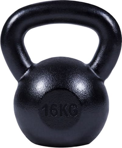 Gorilla Sports - Kettlebell - Gietijzer - Extra Stabiel - Zwart - 16 kg