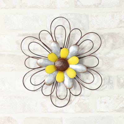 Metalen Wanddecoratie Bloem Zink - 24.7x2.3x28 CM