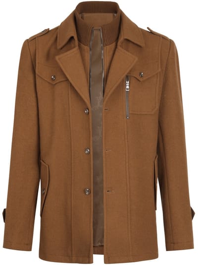 ALLTHEMEN Heren Wollen jas met opstaande kraag - Slim Fit Winter Warm Jasje - XS
