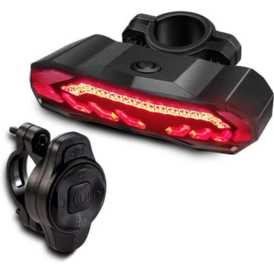 Feu arrière de vélo multifonction, Rechargeable par USB, haute visibilité, avec frein noir