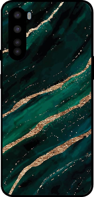 Smartphonica Telefoonhoesje Geschikt voor OnePlus Nord met marmer opdruk - TPU backcover case marble design - Groen Goud geschikt voor OnePlus Nord