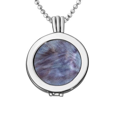 Quiges - Munthouder met Ketting en Munt 25mm Schelp Paars Mix - Zilverkleurig - EPRHZ014