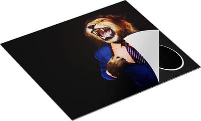Chefcare Inductie Beschermer Leeuw in Pak - Leeuwenkop - 60x50 cm - Afdekplaat Inductie - Kookplaat Beschermer - Inductie Mat