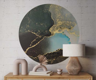 Behangcirkel 150cm Acrylic dark gold blue - Wallz
