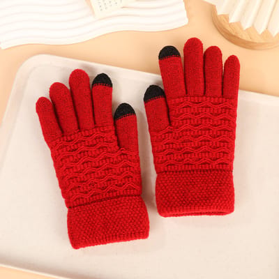 Handschoenen Winter - Dames Winterhandschoenen Golfpatroon - Touchscreen - Breien - Elastische manchetten