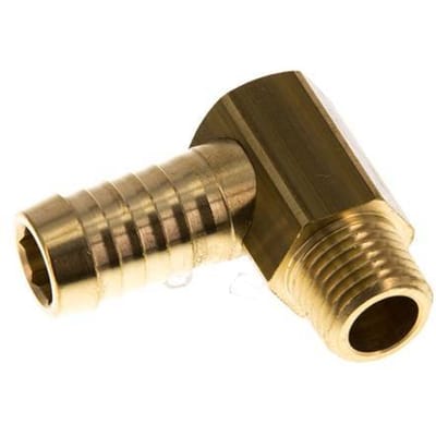 13 mm & M14x1.5 (taps) Messing L-Slangpilaar Met Buitendraad
