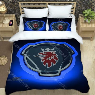 3D S-Scania logo Gedrukte Beddengoedsets Exquise benodigdhedenset Dekbedovertrek Bedsprei Set Beddengoedset Luxe Verjaardagscadeau EU Single 135x200cm
