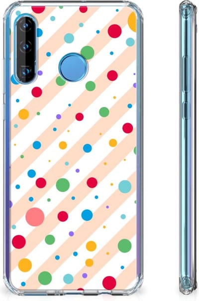 Back Cover voor Huawei P30 Lite Doorzichtige Silicone Hoesje Dots