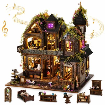 Meedeer Premium Miniatuur bouwpakket-Miniatuur bouwpakket-miniatuur poppenhuis-houten modelbouw-DIY magische huis model-handgemaakt houten model-Met LED verlichting-Voor 14 jaar +