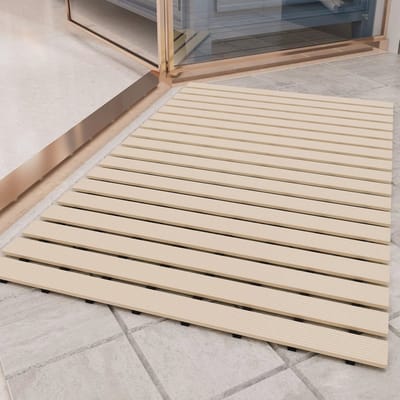 Antislip Douchemat Zware Rubberen Badmat Zonder Zuignap voor Binnen en Buiten - Beige