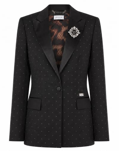Boyfriend Fit Blazer Crystal Strass