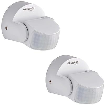 Set van 2 Buitenbewegingsmelders met 180° & 360° Draaibaarheid en 12m Bereik