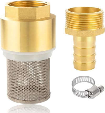 Controleerklep 1 1/2 Inch, Zuigfilter Set met Voetklep, Suction Basket, Slangconnector en Slangklem voor Efficiënte Waterafvoer en -zuiging