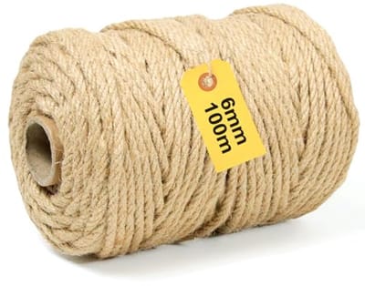 Natuurlijk sisaltouw 6 mm x 100 m voor krabpalen en kattenspeelgoed