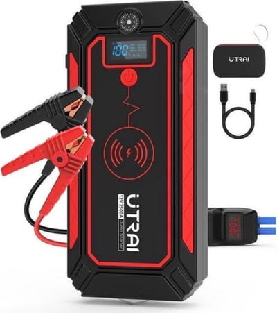 Multifunctionele Jumpstarter – Voor Auto – Startbooster – Voor Diesels – 12V Accubooster – Draagbaar – Draadloze Oplader – Zwart/Rood