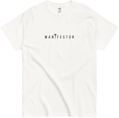 Dames Heren T Shirt met Manifestor Tekst en "Derde Oog" illustratie - Spiritueel Design - Wit - S