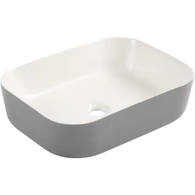 Differnz Waskom Zena - Keramiek - Vierkant - Grijs/wit - 48x37,5x12,5cm