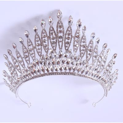 Barokke Luxe Grote Kristallen Bruidstiara's Kroon Strass Schoonheidswedstrijd Diadeem Feest Bruiloft Haaraccessoires Hoofddeksels Sieraden gray