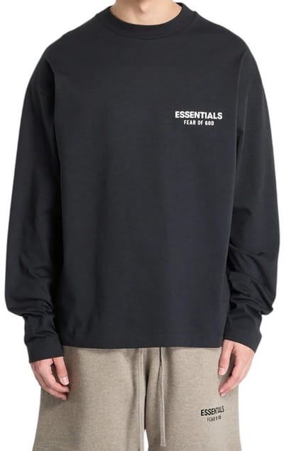 Fear Of God T-shirt Zwart Classic Long Sleeve Jet Black