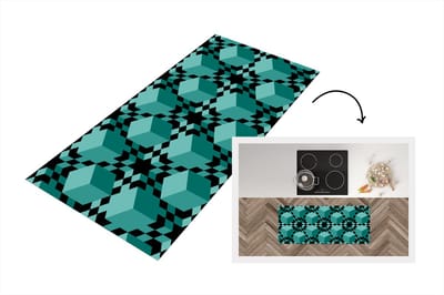 Keukenloper - Loper keuken - 3D - Blokken - Patronen - 120x50 cm - Keukenloper vinyl
