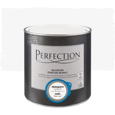 Perfection Ultradekkend Muurverf - Zijdeglans - Zuiver Wit Ral 9010 - 2,5l