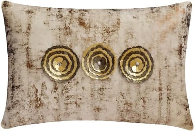Decoratief Rechthoekig Kussen 30x60cm Linnengoud met Bloemenprint voor Bank of Bed