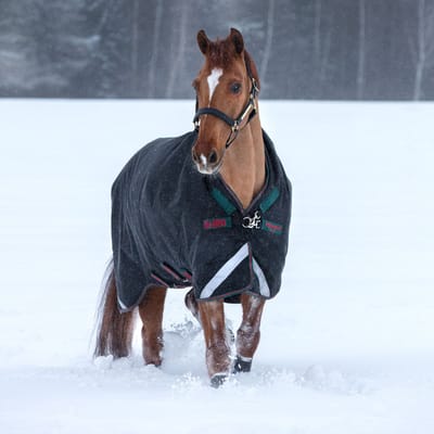 Rambo Wug Turnout Heavy 400g - Zwart/Onweersgrijs & Zilver - 140-190 cm