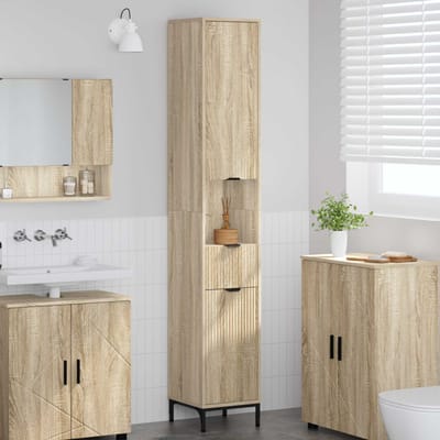 vidaXL - Badkamerkast - Sonoma - Eik - 31,5 - x - 33 - x - 190 - cm - Bewerkt - hout, - Metaal