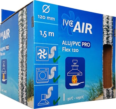 IVC Air flexibele aluminium luchtslang | tot 250°C | Ø 120 mm | lengte 1.5 mtr