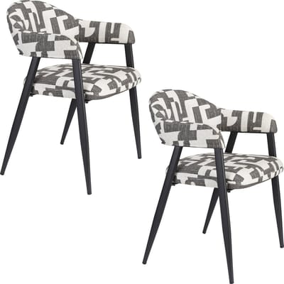 Dutchbone Miyo Eetkamerstoelen Donkergrijs - Set van 2