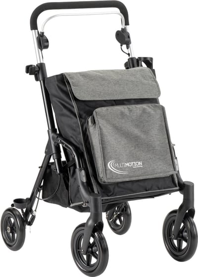 MultiMotion Shopper rollator - Denim grijs/ zwart - Boodschappentrolley en rollator in 1