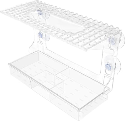 Voederhuis voor vogels met 4 sterke voederdispensers, 24 x 16 x 11 cm, ideaal voor raam en tuin