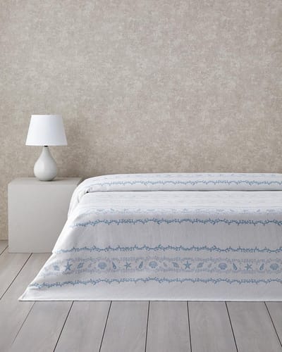 English Home - Submarine Treasures Zomerdeken - Bedsprei - 100% Katoen - King Size - 240x220 cm – Blauw/Wit