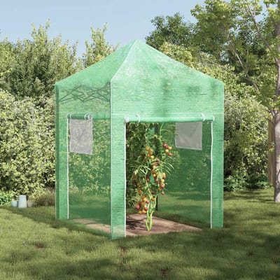 vidaXL - Kas - met - Pop-up - Frame - met - dak - Groen - 200 - x - 200 - x - 300 - cm - IJzer