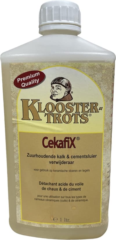 KloosterTrots Cekafix - Zuurhoudende kalk & cementsluier verwijderaar voor nieuwe gebakken keramische vloeren - inhoud : 1 L - Prijs per stuk