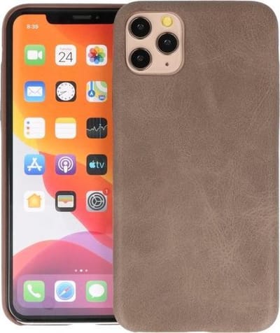 Leder Design Back Cover voor iPhone 11 Pro Max Donker Bruin