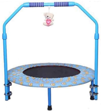 Opvouwbare Springkussen - Mini Trampoline - Kinderen Trainen - Verstelbare Handgreep - 40 inch - Blauw