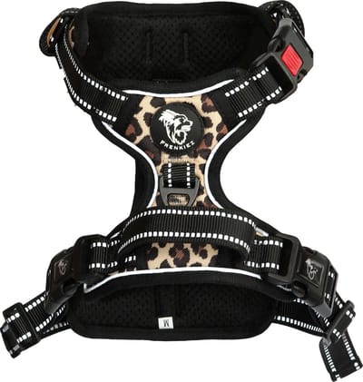 Frenkiez reflective no pull lockable harness, light leopard, X-Large