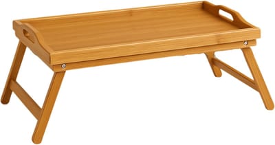 Lomera Bamboe Ontbijt Dienblad - Inklapbare Bedtafel - Ontbijt op Bed - Bamboe Bedtafel - Inklapbaar Dienblad - Lichtgewicht Dienblad - Duurzaam Bamboe - Multifunctioneel Dienblad - Serveerbladen - Bamboe Materiaal