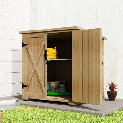 Wishdor - Tuinkast - Verstelbare Plank En Asfaltdak - Voor Tuinopslag - Hout - Donkergrijs - 77,5 x 88 x 83/90 cm