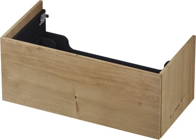 INK wastafelonderkast 1 lade greeploos push to open echt hout 90x45x38cm, fineer ash grey