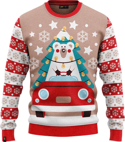 JAP Christmas Foute Kersttrui - Driving home for christmas - Kerstcadeau - Voor kinderen - Kerst - 7/8 jaar - Rood