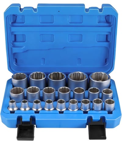 Veeltand Moerset - Torx Dopsleutelset - Klus Klussen - 21 Delig - 8-36 mm - Blauw