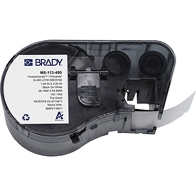 Brady M5-113-490 Freezerbondz polyester labels zwart op wit | 38,1 mm x 55,88 mm (origineel)