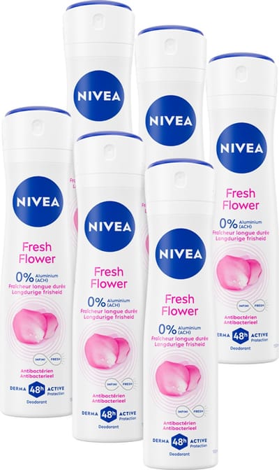 NIVEA Fresh Flower Deo Spray - 48u bescherming - Aluminiumvrij - Voordeelverpakking - 6 x 150 ml
