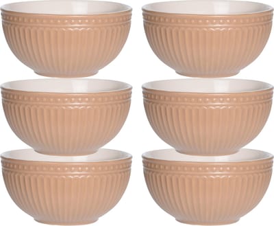 Excellent Houseware Soepkommen/serveer schaaltjes - 6x - Roman Style - D14 x H7 cm - zalm roze