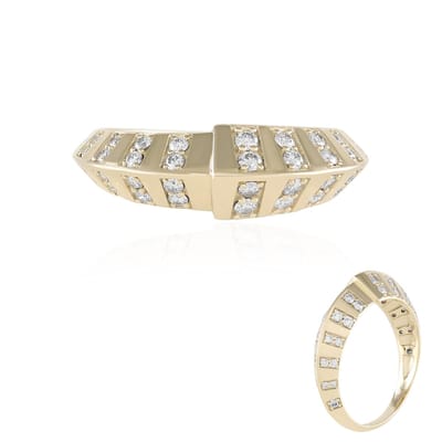 Cavill - Gouden Damesring - 375 Geelgoud - 54 Afrikaanse I2 (H) Rondgeslepen Diamanten Pavé - 0,512 Ct - Exclusieve Luxueuze Ring