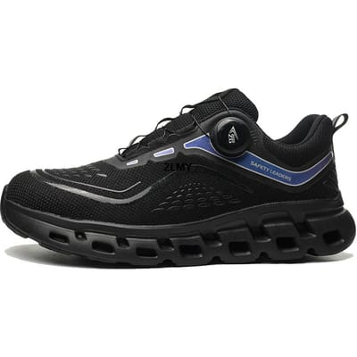 Lichte Veiligheidsschoenen Heren Stalen Neus Sneaker Roterende Knop Punctiebestendige Werkschoenen Man Mode Werkveiligheidslaarzen Anti-steek 45 zwart