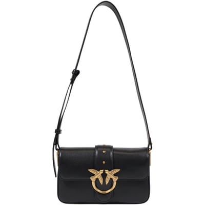 PINKO schoudertas Love One Mini Slouchy FL Nero - Antique Gold zwart